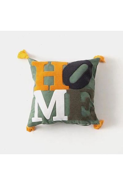 white guard Punch Embroidered Home Written Decorative Pillow – 43X43 Cm, Zippered, Filled