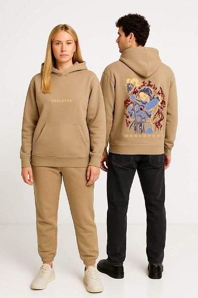 By Caspita Fashion Lenithra He-Man Skeletor Anime Back Printed Unisex Oversize Beige Hoodie