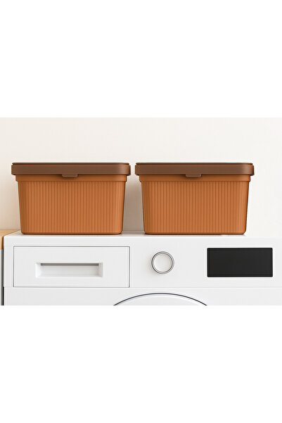FERAH PLASTİK Detergent Storage Box Set of 2 – Measuring Spoon Gift, Suitable for Use on Top of Washing Machine