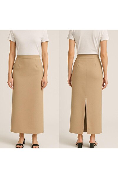 AL&SU BUTİK Uzun arkadan yırtmaçlı kalem etek