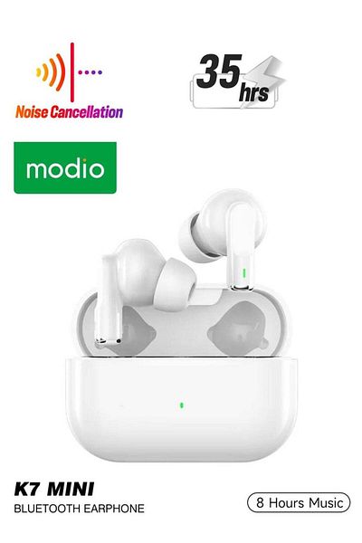 Modio K7 Mini Wireless Stereo Touch Sensor TWS Wireless Bluetooth Headset White With Case