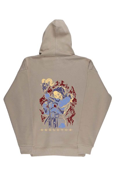 By Caspita Fashion Lenithra He-Man Skeletor Anime Back Printed Unisex Oversize Beige Hoodie