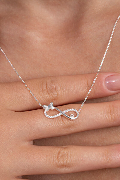Elika Silver 925 Ayar Gümüş Kelebek Detaylı Sonsuzluk Kolye