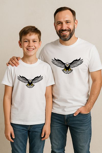 sielta Black Eagle Printed Father Son Combination T-Shirt (Add Separately to the Cart)
