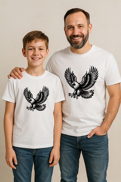 sielta Black Eagle Printed Father Son Combination T-Shirt (Add Separately to the Cart)