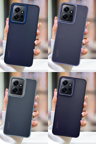 Fibaks Redmi Note 12 4g Case Metal Frame Colorful Frosted Transparent Cover with Sensitive Button