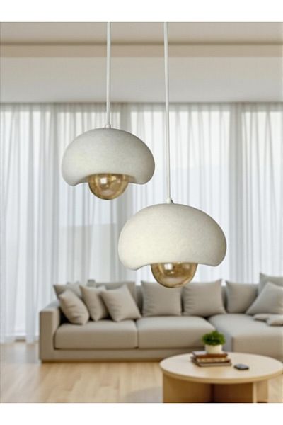 CESSTORE Luna Curve Modern, 2-Piece Pendant Lamp Glass Globe Chandelier for Living Room and Kitchen, Rustic Bulb Gift