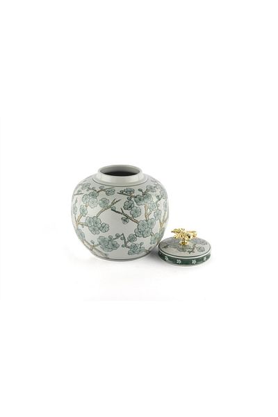 Mikasa Moor Green Spring Branch Cube Vase with Lid 21X21Cm