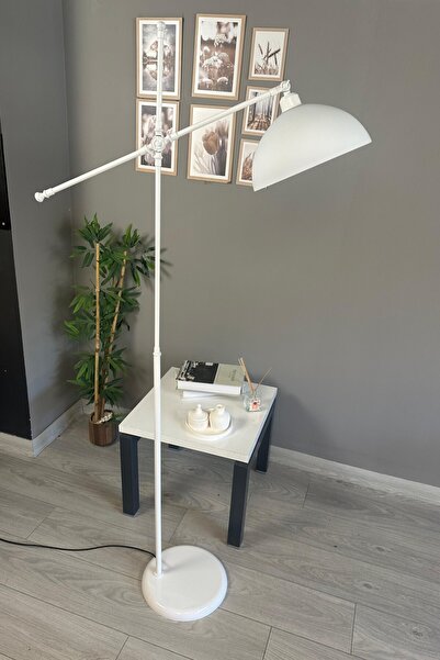 Bamyum Beyaz Lambader Modern Dekoratif Metal Oturma Odası Çalışma Odası Zemin Lambası