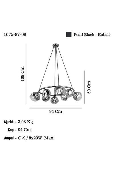 LUCEA LAKE 8 LI KOBALT AVİZE 8XG9