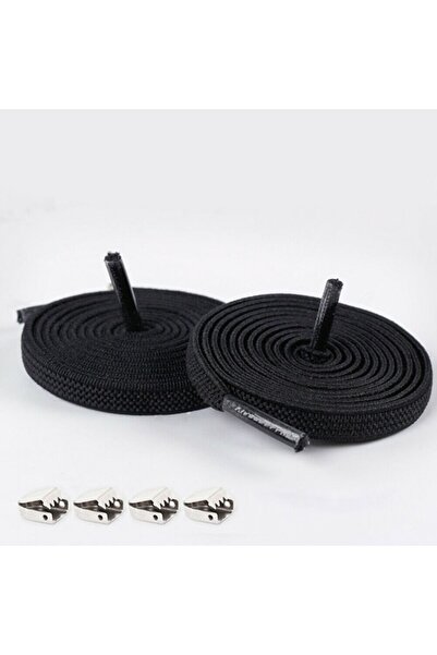 Endurance Sports Set 2 șireturi elastice cu sistem NO TOUCH cu clemă metalică, sporturi de anduranță, plate, negre