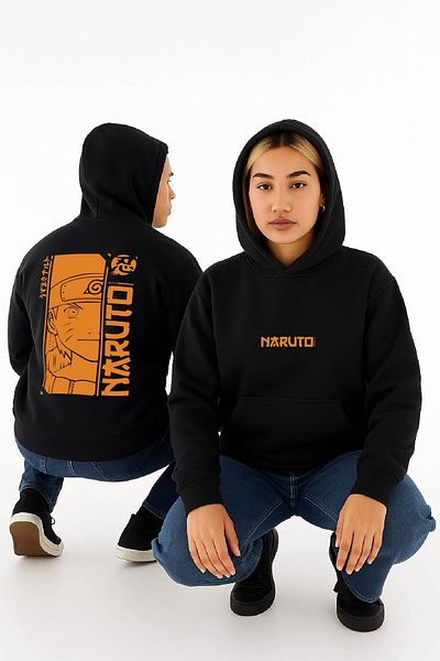 By Caspita Fashion Lenithra Naruto Anime Back Printed Unisex Oversize Black Hoodie