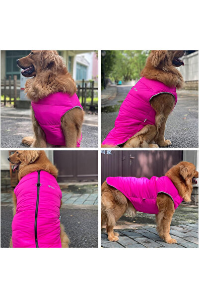 Lovelonglong Vestă impermeabilă de iarnă pentru câini, nailon/lână, roz, mărimea S