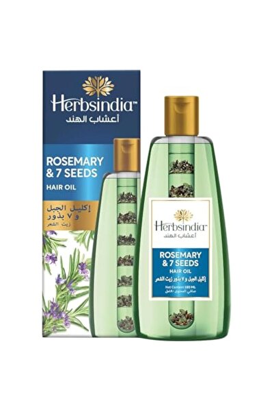 Herbsindia زيت شعر بإكليل الجبل وسبع بذور أعشاب مع أنبوب تغذية | لشعر أطول وأ...