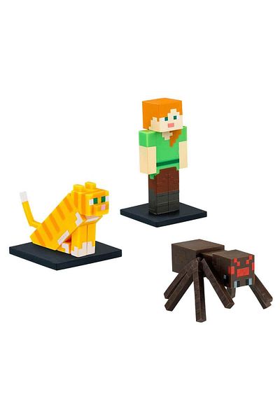 MINECRAFT 3D Toppeez Figure and Pen Head Pack of 3 - Cat - Spider - Alex