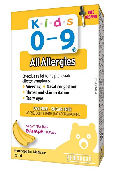 Homeocan قطرات الحساسية للأطفال من 0 إلى 9 سنوات بنكهة الموز 25 مل