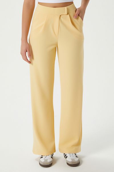 Ritnice Line Women's Lycra Velcro Closure Butter Yellow Palazzo Trousers