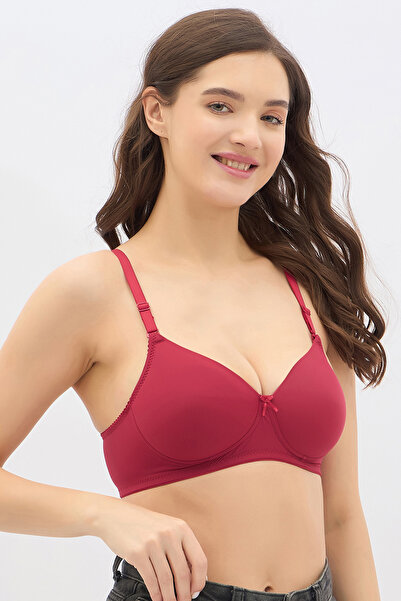 Clovia Padded Non-Wired Full Coverage Multiway T-shirt Bra in Maroon