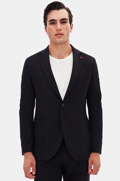 Twn Slim Fit Black Straight Suit