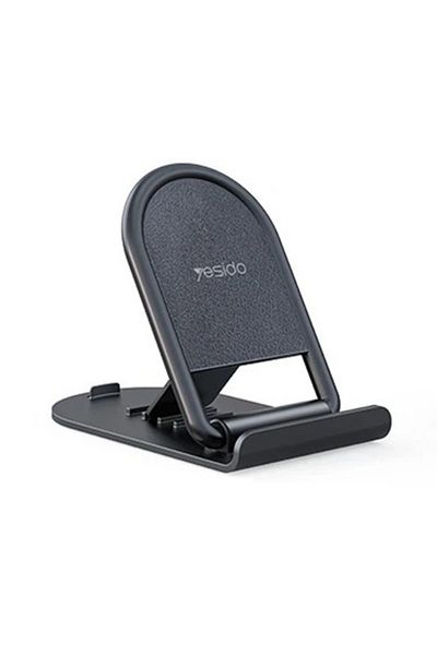 Tim Flexi Desk Phone Stand, Foldable, Long Last, X37, Silicone Flex, Deep Dark