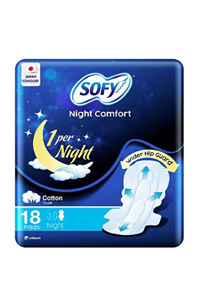 sofy فوط صحية نسائية مريحة ليلية، 16+2 فوطة