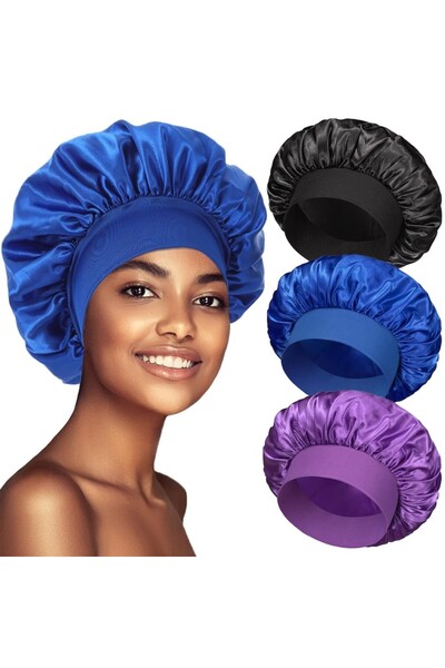 General Store Satin Bonnet - Maintains Hair Hydration, Reduces Tangling with Elastic Band, Suitable for Curly Hair