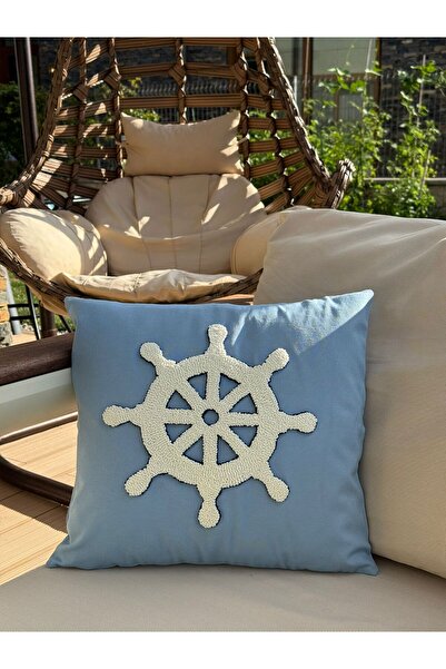 Mady Aksesuar Husă pentru pernă Panç, cu în relief cu cârmă de navă, brodată