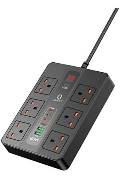 QUFEX Smart Power Strip by QUFEX, Digital Timer, Fast and Safe Charging (Black)