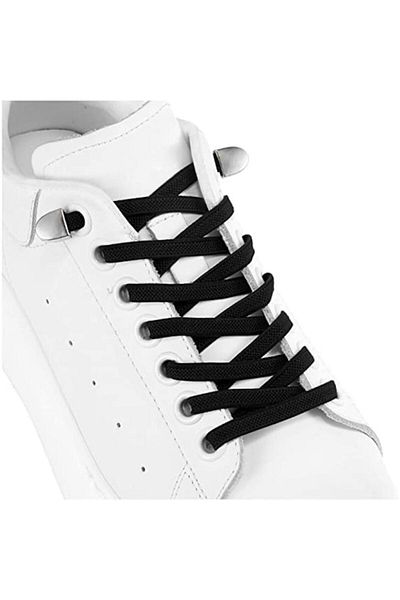 Endurance Sports Set 2 Elastic Shoelaces with NO TOUCH System with Metal Clip, Endurance Sports, Flat, Black