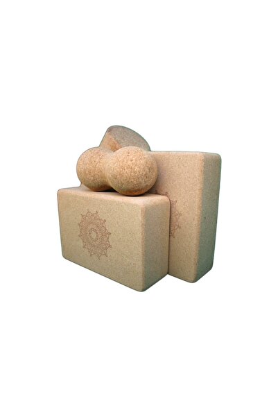 OEM Set yoga 4 piese, Cilindru, Minge, 2x Cărămizi de plută potrivite pentru fizioterapie, pilates, plută
