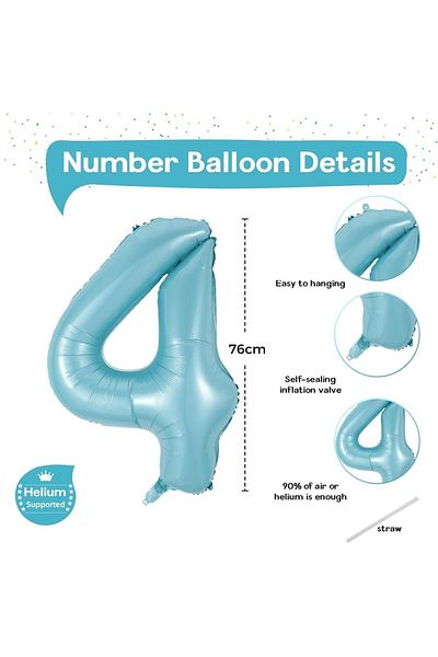 PARTİAVM 4 Years Old Blue Number Birthday Balloon Set Hero Dogs and Party Decor with Paw Pattern and Balloons