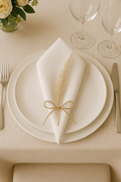 ALASEREN 6 Adet 40×40 cm %100 Pamuklu Kumaş Peçete Beyaz