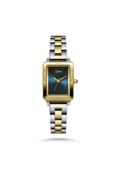 catera Women's watch with a gold and silver steel strap and a navy blue dial
