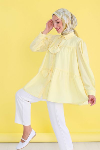 TOFİSA Bow Detailed Tunic Sari - 27551