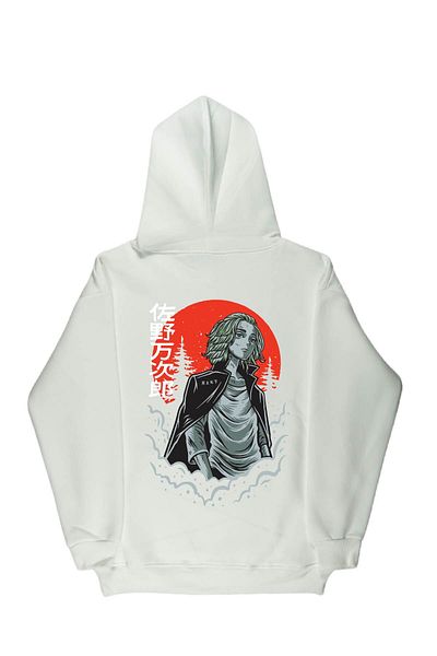By Caspita Fashion Lenithra Tokyo Revengers Mikey Anime Back Printed Unisex Oversize White Hoodie