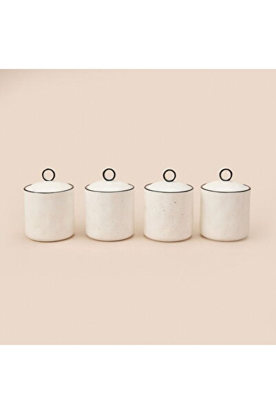 MİEN 4'lü Porselen Baharatlık - Beyaz