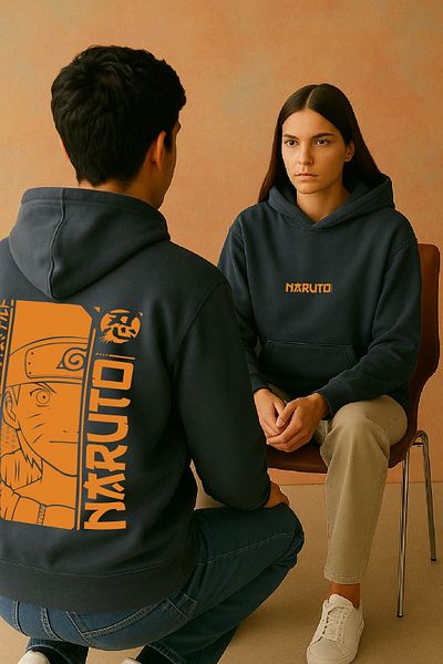 By Caspita Fashion Lenithra Naruto Anime Back Printed Unisex Oversize Smoked Hoodie