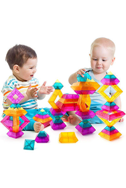 LUDIRO Σετ 30 πολύχρωμων τεμαχίων στοίβαξης για παιδιά, εκπαιδευτικό παιχνίδι STEM, εύκολο στο κράτημα