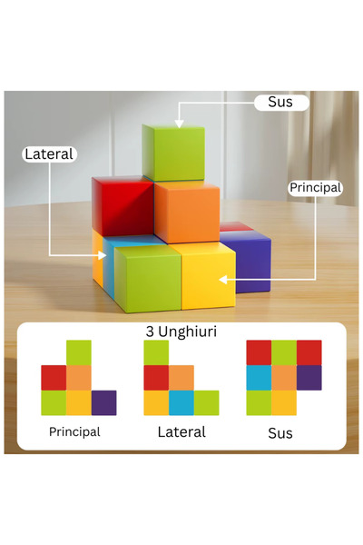 LUDIRO Set Cuburi Magnetice Educative 3D, 96 Piese pentru Creativitate, Logica si Dezvoltare STEM