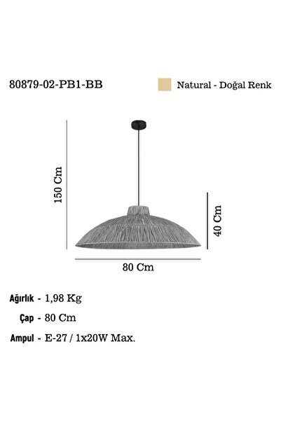 LUCEA ROMANA Q80 CM BAMBOO TEKLİ 1XE27