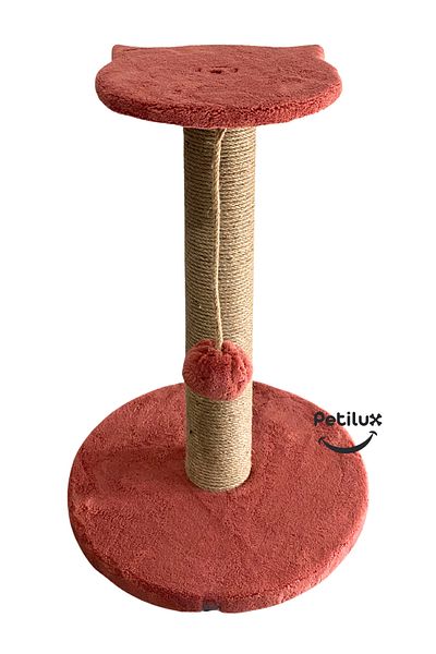 Petilux Jute Drawstring Single Scratching Post with Cat Head Figure Step Top