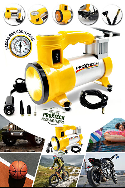 PROXTECH Işıklı Full Çok Amaçlı Taşınabilir Araba Oto Araç Lastik Şişirme Pom...