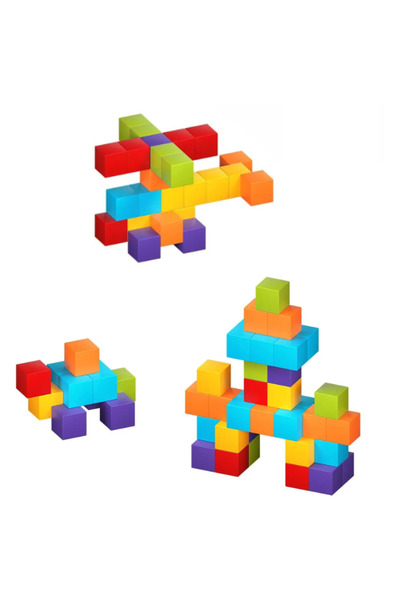 LUDIRO Set Cuburi Magnetice Educative 3D, 48 Piese pentru Creativitate, Logica si Dezvoltare STEM