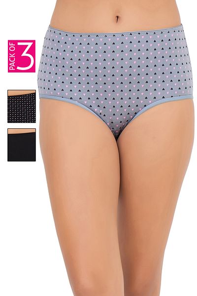 Clovia Pack of 3 High Waist Hipster Panties - Cotton