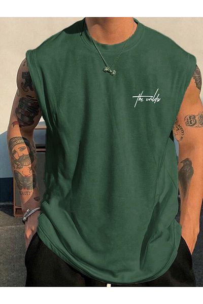 FAVORİST The Wild Printed Sleeveless Tshirt Men's Zero Sleeve Clothing Fitness Clothing Oversize T-Shirt