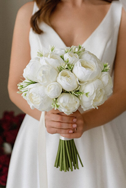 SavBrand Gelin Çiçeği Şakayık Buketi ve Yeşil Arajmanlı Yaka Çiçeği – Düğün, ...