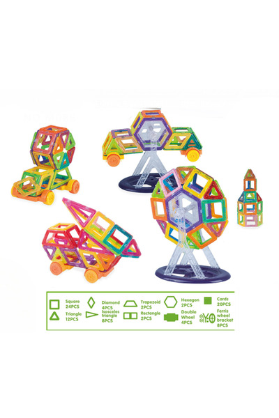 LUDIRO Set Magnetic Constructii 86 Piese , Joc Educativ STEM 3D pentru Copii +3 Ani