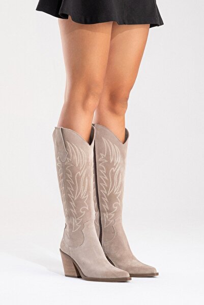 Zeynep Sıradağlı Weonella Kadın Bot Vizon Süet