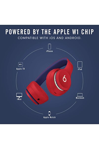 Beats سماعات Solo3 اللاسلكية فوق الأذن - أحمر نادي (أحدث طراز)