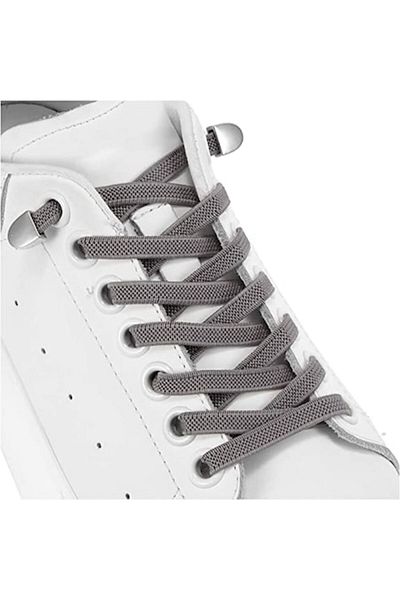 Endurance Sports Set 2 Elastic Laces with NO TOUCH System, Metallic Clip, Endurance Sports, Gray